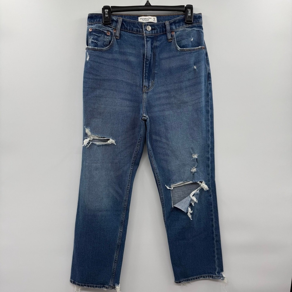 Abercrombie & Fitch Womens 8R The Ankle Straight Ultra High Rise Distressed Jean